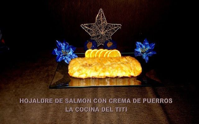 Imagen de la receta de Hojaldre de salmon fresco con crema de puerros y patatas